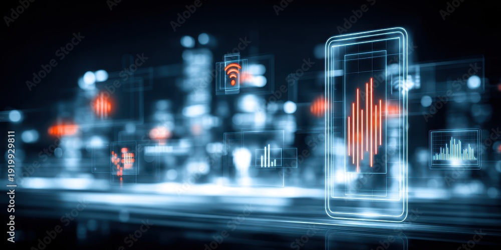 Fototapeta premium mobile smartphone capability expands through wireless reliability battery optimization and touchscreen clarity governed by operating performance
