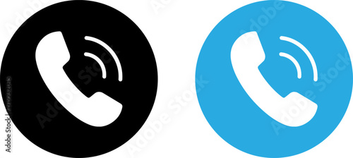 Modern phone icons in black and blue for communication design