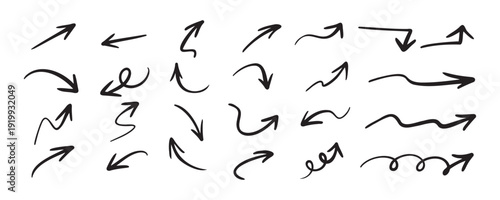 Hand drawn vector arrows doodle set on white background. design element vector illustration.