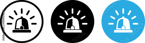 Police light icon set in three color variations