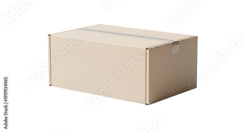 Closed cardboard shipping box for delivery, isolated on transparent background
