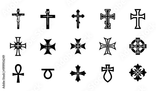Heraldic Cross Vector Set – Christian, Catholic, Orthodox Icon Collection