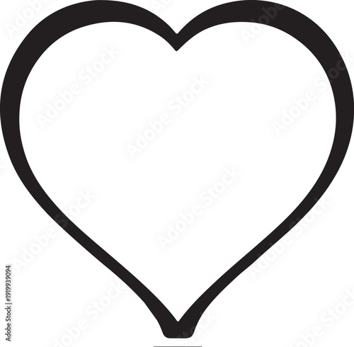 A beautifully drawn heart shape with a thick black outline and a slight curve at the bottom.