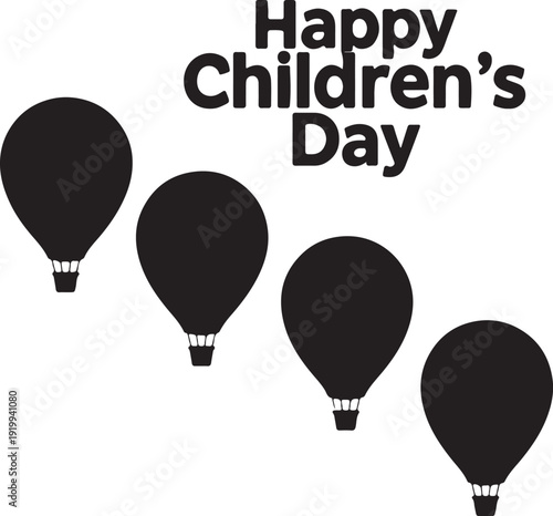 A festive illustration of hot air balloons celebrating children's day with joyful spirit