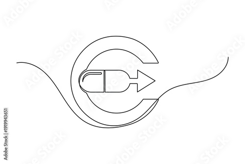 Pill Inside Refresh Arrow Circle One Line Drawing Daily Dose and Medication Cycle Concept