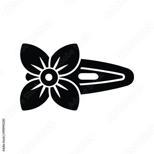 Hair Clip With Bow And Flower Design Icon Vector Illustration