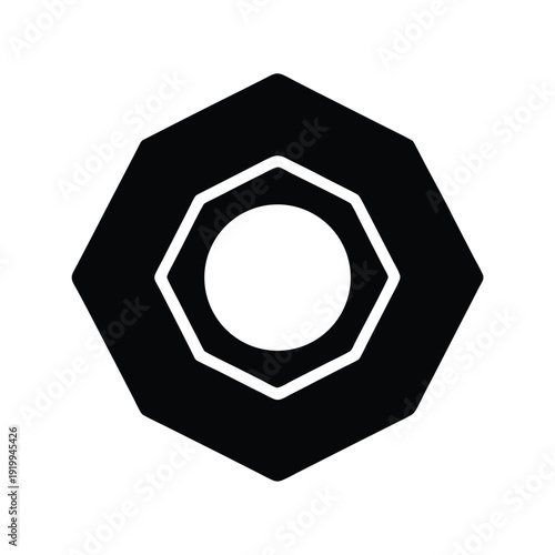 Hexagon Nut With Threaded Hole Icon Vector Illustration