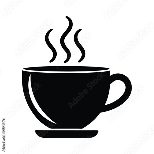 Hot Coffee Cup With Steam Lines Icon Vector Illustration