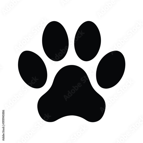 Paw Print With Four Toes And Pad Icon Vector Illustration