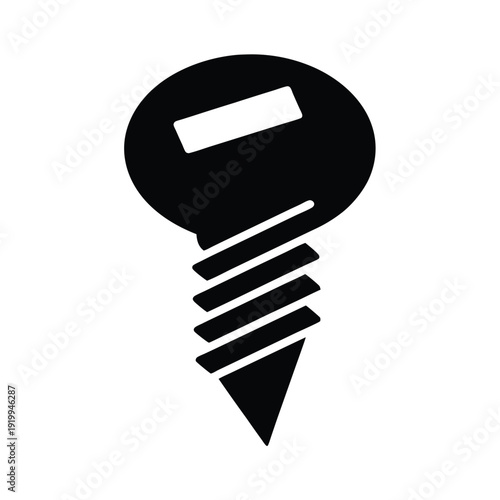 Screw With Slotted Head And Threads Icon Vector Illustration