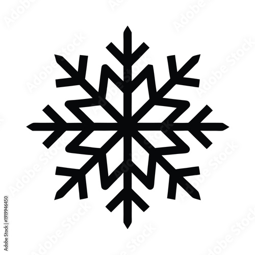 Snowflake With Six Symmetrical Branches Icon Vector Illustration