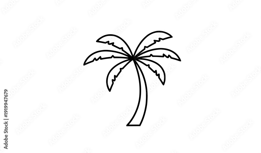 Fototapeta premium Minimal Monoline Palm Tree Continuous Line Icon Vector