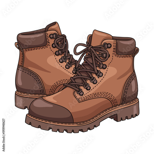 Brown Leather Work Boots Clipart