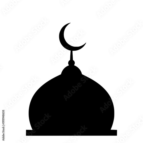 Mosque dome silhouette with crescent moon