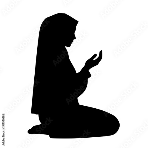Silhouette of woman praying