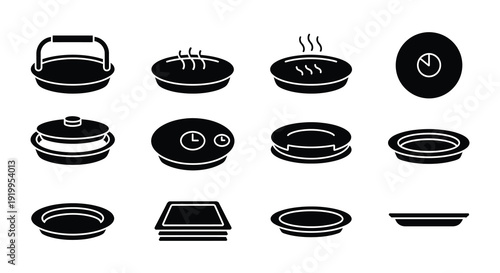 Black and white illustrations of various rectangular and oval serving dishes