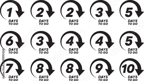 Days To Go Countdown Timer Number Vector Illustration