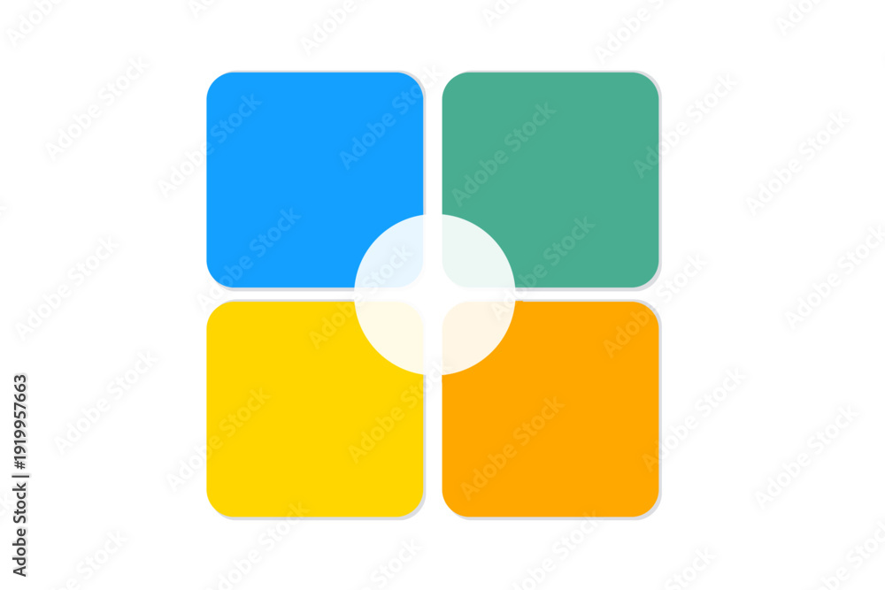 Obraz na plátně Infographic four block comparison layout with rounded square elements