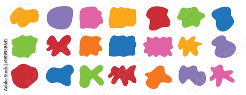 Organic shape abstract colorful isolated elements set. irregular round blot form graphic shape collection