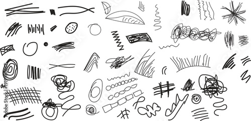Abstract Hand Drawn Scribble Lines Textures and Shapes Collection pattern zigzag