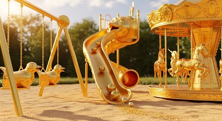 Golden Playground Fun: A Sparkling and Surreal Child's Fantasy.