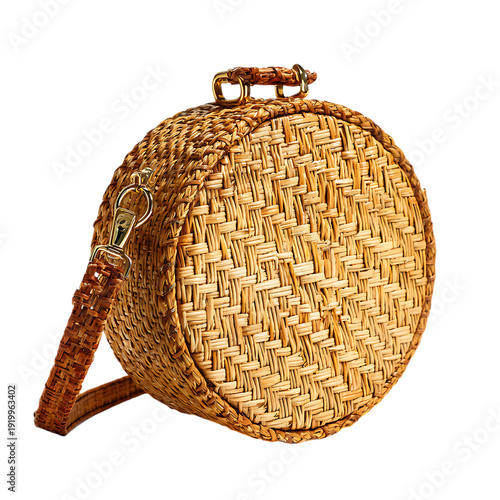 Circular Rattan Crossbody Bag Fashion Accessory