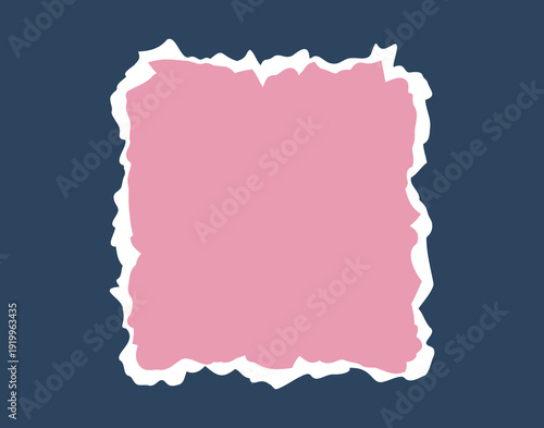 Torn piece of paper isolated square shape. Piece of paper with a torn edge. Cute colors geometric shape with a white torn edge.