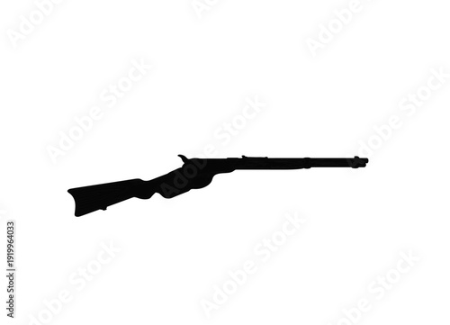 Silhouette of a rifle with a wooden stock and a long barrel