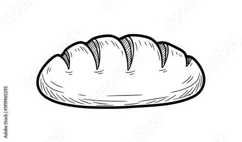 Hand Drawn Rustic Bread Loaf Minimal Outline Vector Icon