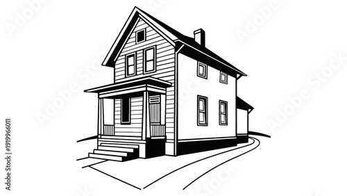 House silhouette illustration with a gable roof and porch