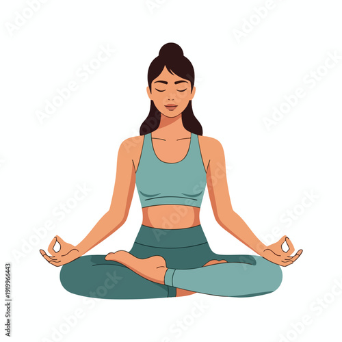 Peaceful Woman Practicing Meditation in Yoga Pose for Relaxation and Stress Relief