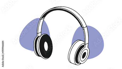 Stylized silver headphones vector illustration, clean lines and modern aesthetic