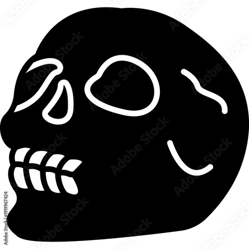 Human Skull Bone Head Fill Icon: Skeletal Anatomy