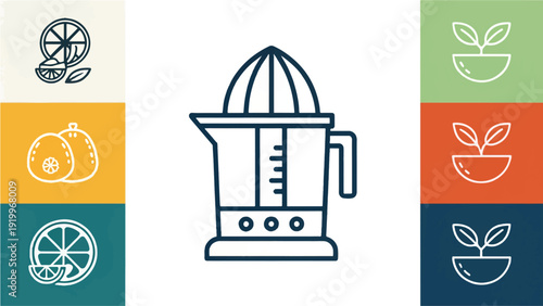 Sleek electric blender or juicer vector illustration for modern kitchen designs and health.