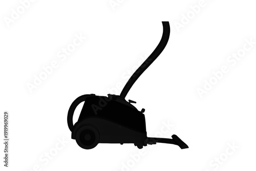 A sleek black upright vacuum cleaner positioned against a plain background.