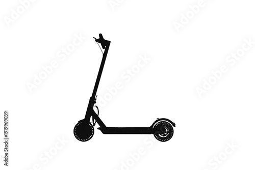 Electric scooter parked against a plain background