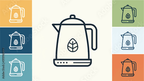 Minimalist Electric Kettle Flat Design Vector Art Illustration for Home