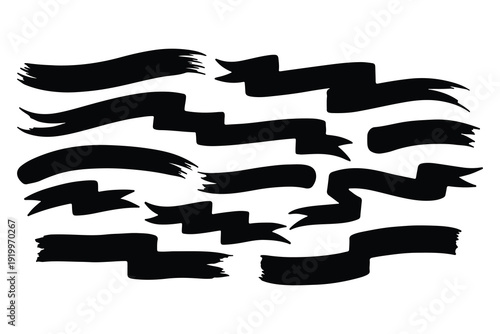 Abstract brush stroke pattern with black ink on white background