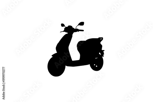 Silhouette of a sleek and modern scooter against a plain background