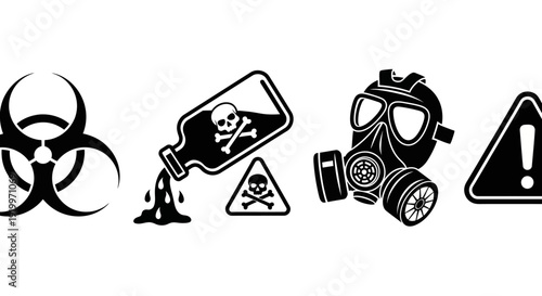 Biohazard Symbol Gas Mask Warning Signs.