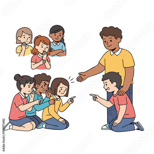 Teacher Mediating Conflict Between Children