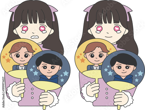 推し活・応援する女の子のイラスト