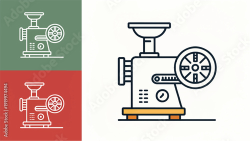 Sleek Kitchen Meat Grinder Vector Illustration for Healthy Meal Preparation