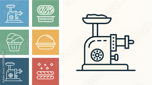 Classic Meat Mincer Vector Graphic for Traditional Food Processing