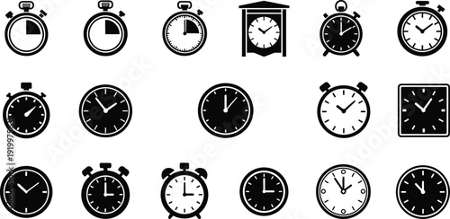 Various Clock Styles and Time Icons