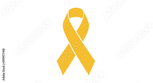 Yellow Ribbon Symbolizing Support and Awareness on White Background.