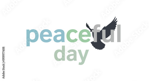 Symbolic avian silhouette conveying serenity and calm amidst typographic expression of daily tranquility