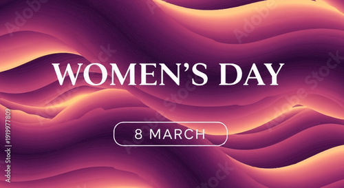 Women's day 8 march celebration background with purple and orange waves