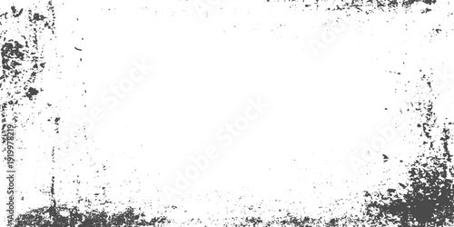 Abstract Old Grunge Frame Wall Texture with Black Cement Surface and Dirty Crack Effect, Stucco Ink Border and Stain Vector Illustration.