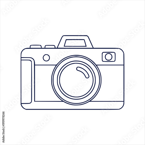 Vintage Camera Photography Icon Vector Outline Illustration Minimalist Design Art Symbol